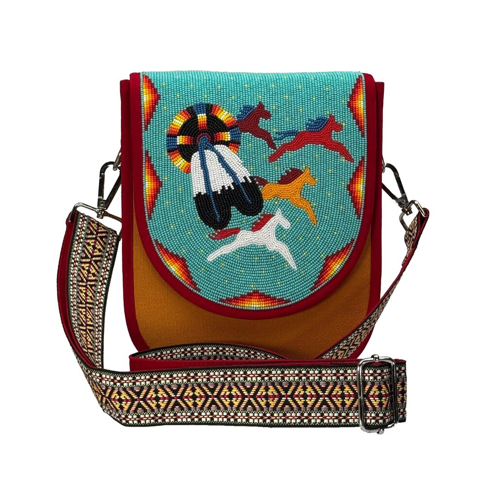 1286 Handmade Beaded Handbag, Native American Style Crossbody bag,Seed